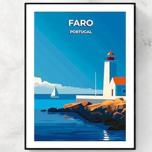 Faro - Impresión de la ciudad de Portugal, Regalo de viaje del casco antiguo (Cidade Velha), Descarga digital, Arte de pared
