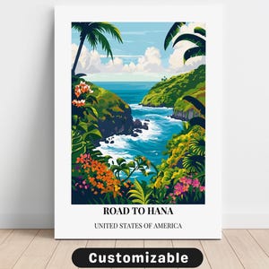 Road To Hana, USA Travel Canvas , Road To Hana, USA Travel poster , Custom Canvas , Poster Wall Art , Travel Art , Digital download