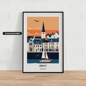 Brest, France Travel poster , Brest, France Travel poster , Custom poster , Poster Wall Art , Travel Art , Digital download