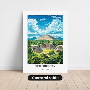 Teotihuacan, Messico - Poster di viaggio su tela, Teotihuacan, Messico, Tela personalizzata, Poster da parete, Arte di viaggio, Download digitale