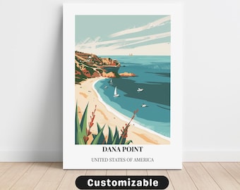 Tela de viagem de Dana Point, EUA, pôster de viagem de Dana Point, EUA, tela personalizada, arte de parede de pôster, arte de viagem, download digital