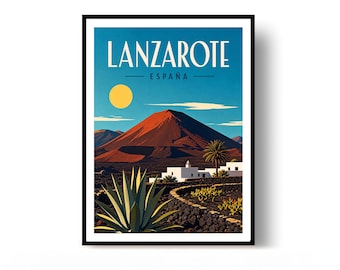 Lanzarote Poster, Lanzarote Print, Travel Poster, España Poster, Wall Decor