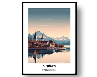 Póster de viaje de Morges, Suiza: enmarcado o descarga digital
