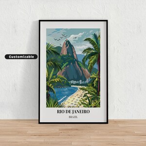 Affiche de voyage à Rio de Janeiro, Brésil, affiche de voyage à Rio de Janeiro, Brésil, affiche personnalisée, affiche d&#39;art mural, art de voyage, téléchargement numérique