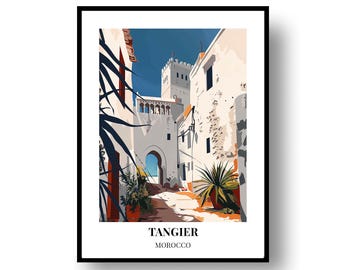 Póster de viaje a Tánger, Marruecos, arte mural (enmarcado o descarga digital)