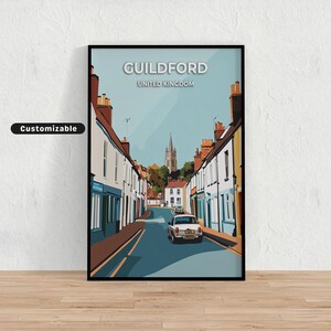 Guildford, United Kingdom Travel poster, Guildford, United Kingdom Travel poster, Custom poster, Poster Wall Art, Travel Art