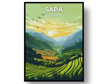 Póster de Sapa, Vietnam: Arte mural de viaje (enmarcado o descarga digital)