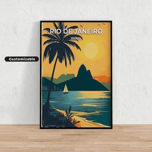 Rio de janeien, Brasilien Reiseplakat, Brasilien Reiseplakat, individuelles Plakat, Plakat Wandkunst, Reisekunst, digitaler Download