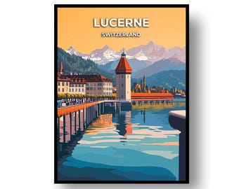 Poster di viaggio di Lucerna: arte murale svizzera (incorniciata o scaricabile in formato digitale)