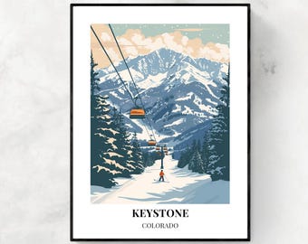 Keystone Travel Print, Keystone Ski Poster, Colorado Ski Poster, Keystone Digital Download, Ski Resort Print