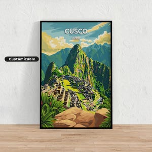 Poster di viaggio di Cusco, Perù, Poster di viaggio di Cusco, Perù, Poster personalizzato, Poster da parete, Arte di viaggio, Download digitale