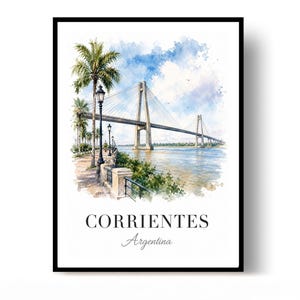 Corrientes Argentina Watercolor Travel Poster Print, Wall Decor