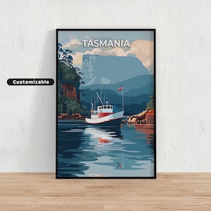 Tasmanien, Australien Reiseplakat, Tasmanien, Australien Reiseplakat, individuelles Plakat, Poster Wandkunst, Reisekunst, digitaler Download