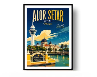Alor Setar Poster Malaysia Travel Print Vintage Wall Art Home Decor Gift