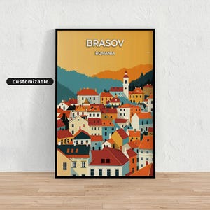 Pôster de viagem de Brasov, Romênia, Pôster de viagem de Brasov, Romênia, pôster personalizado, arte de parede de pôster, arte de viagem, download digital