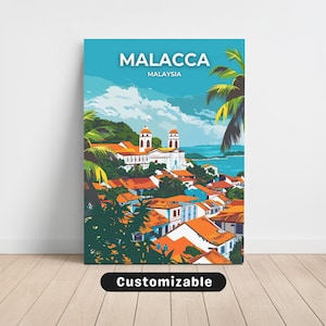 Malacca, toile de voyage en Malaisie, Malacca, affiche de voyage en Malaisie, toile personnalisée, affiche d&#39;art mural, art de voyage, téléchargement numérique
