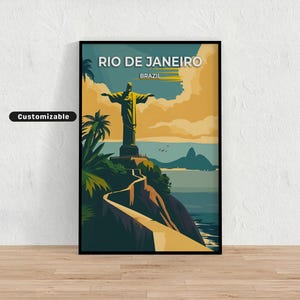 Affiche de voyage à Rio de Janeiro, Brésil, affiche de voyage à Rio de Janeiro, Brésil, affiche personnalisée, affiche d&#39;art mural, art de voyage, téléchargement numérique