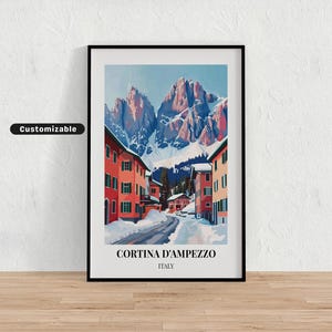 Cortina D&#39;Ampezzo, Italy Travel poster, Cortina D&#39;Ampezzo, Italy Travel poster, Custom poster, Poster Wall Art, Travel Art, Digital download