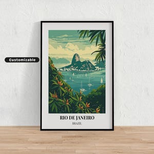 Affiche de voyage à Rio de Janeiro, Brésil, affiche de voyage à Rio de Janeiro, Brésil, affiche personnalisée, affiche d&#39;art mural, art de voyage, téléchargement numérique