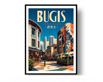Bugis Poster Singapore Travel Print Vintage Wall Art Home Decor Gift