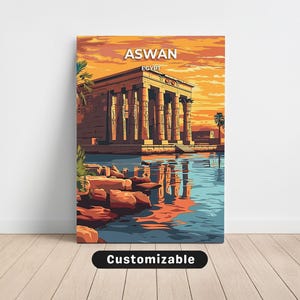 Lienzo de viaje a Asuán, Egipto, póster de viaje a Asuán, Egipto, lienzo personalizado, póster de pared, arte de viaje, descarga digital