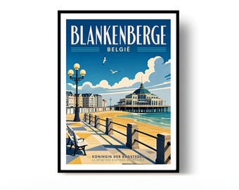 Blankenberge Poster, Blankenberge Print, Travel Poster, België Poster, Wall Decor
