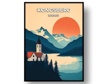 Póster de viaje de Kongsberg, Noruega: enmarcado o descarga digital