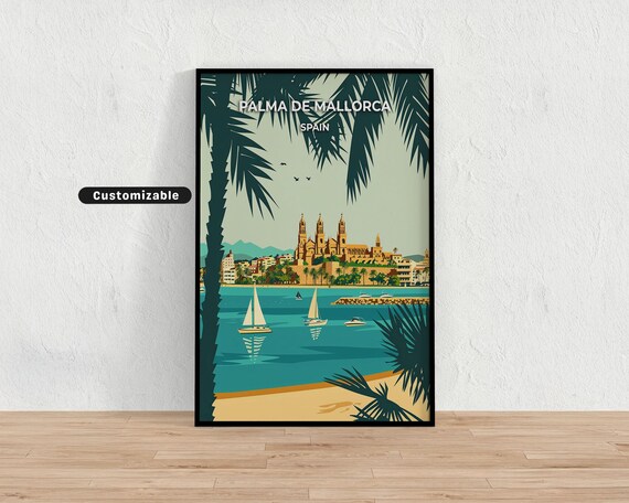 Affiche de voyage à Palma de Majorque, Espagne, Affiche de voyage à Palma de Majorque, Espagne, affiche personnalisée, affiche d&#39;art mural, art