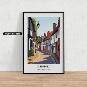 Guildford, United Kingdom Travel poster, Guildford, United Kingdom Travel poster, Custom poster, Poster Wall Art, Travel Art