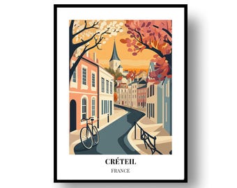 Póster de viaje de Créteil, Francia (enmarcado o descarga digital)