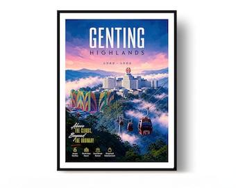 Genting Highlands Poster Malaysia Travel Print Vintage Wall Art Home Decor Gift