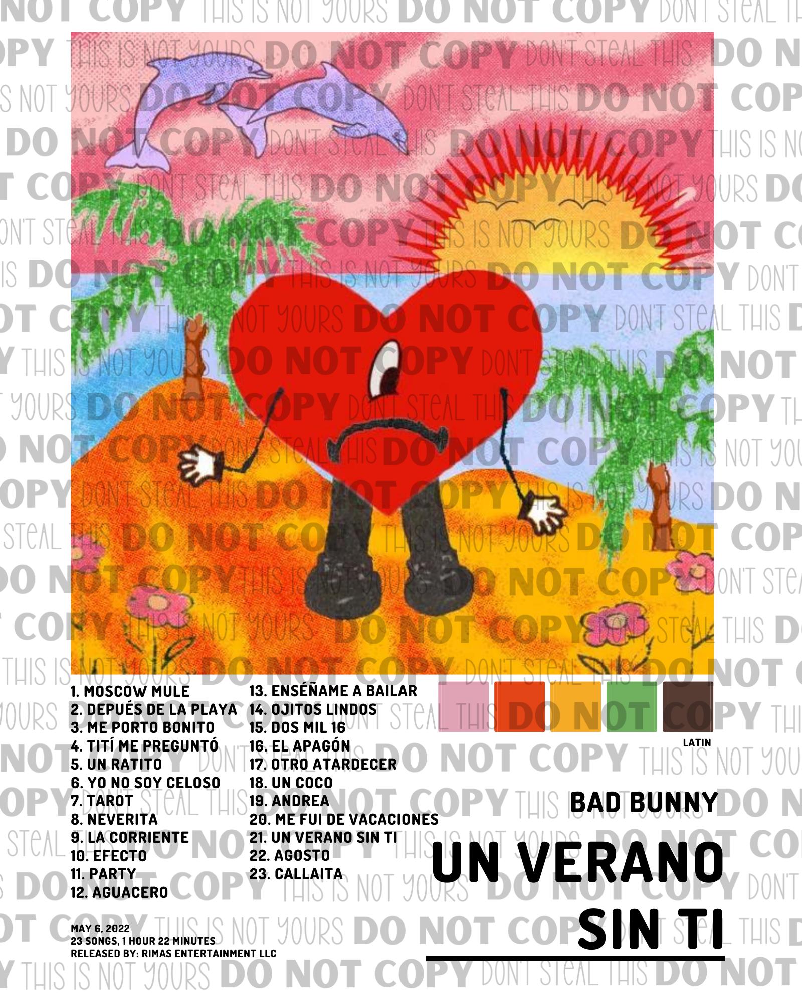 Bad Bunny Un Verano Sin Ti Album Poster Png Etsy
