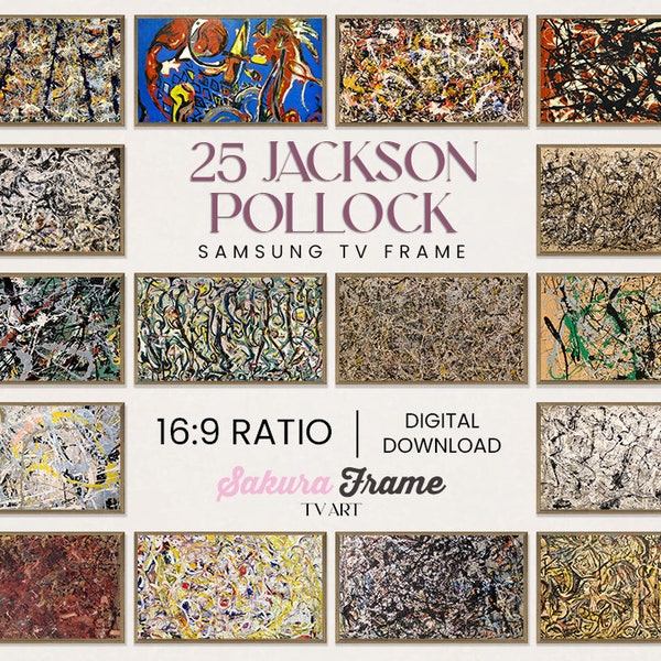 25 Jackson Pollock Art 4k Samsung Frame TV Art Collection, Frame TV Download Art Bundle, Digital Art for Frame TV, Abstract Tv Frame Art