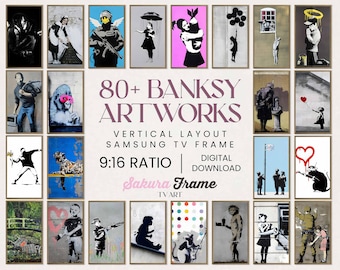 80 Banksy+ Art 4k Samsung Frame TV Art Vertical Bundle, Frame TV Banksy Art, Balloon Girl Art for Frame TV, Umbrella Banksy Tv Frame Art Set