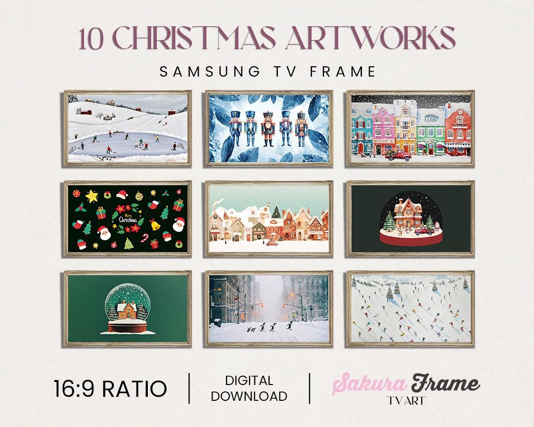 10 Traditional Christmas Art 4k Samsung Frame TV Art , Christmas Art Digital Bundle, Digital Art for Frame TV, Santa Festive Tv Frame Art