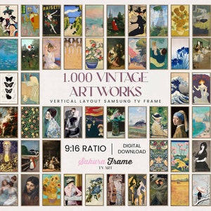 Vintage 4k Samsung Frame TV 1000 Vertical Mega Art Bundle Collection of Vintage TV Art | Digital 4K Frame TV Art Instant Download Frame Art