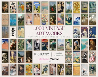 Vintage 4k Samsung Frame TV 1000 Vertical Mega Art Bundle Collection of Vintage TV Art | Digital 4K Frame TV Art Instant Download Frame Art