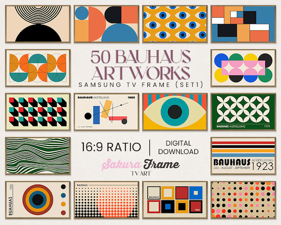 Bauhaus Art Collection for Samsung Frame TV – 50 Modern Geometric Abstract Artworks, Frame TV Digital Wall Art Download