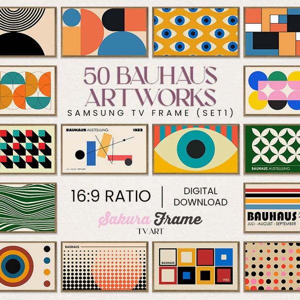 50 Bauhaus Art 4k Samsung Frame TV Art Collection, Frame TV Geometrisches abstraktes Kunst Bundle, digitale Kunst für Frame TV, Bauhaus Tv Frame Art