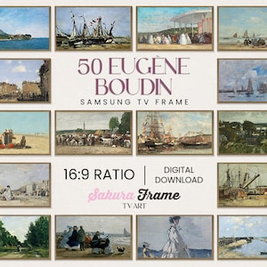 50 Eugène Boudin Art 4k Samsung Frame TV Art , Eugene Boudin Frame TV Art Bundle, Vintage Landscape Digital Art Frame TV Art Set Downloads