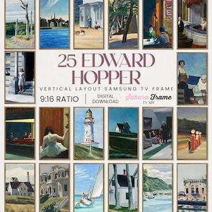 25 Edward Hopper Vertical 4k Samsung Frame TV Art Collection, Frame TV Art Digital Download Art for Frame TV Art, Edward Hopper Tv Frame Art