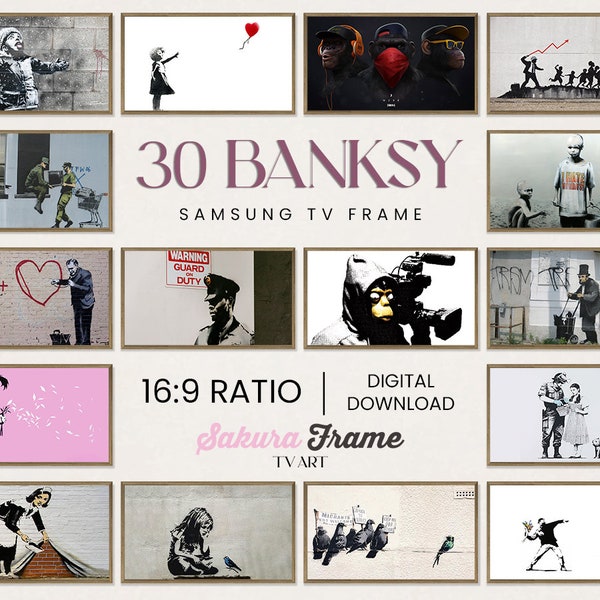 30 Banksy Art 4k Samsung Frame TV Art Collection, Frame TV Banksy Graffiti Art Bundle, Digital Art for Frame TV, Banksy Tv Frame Artworks