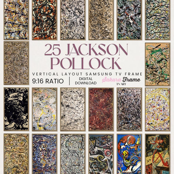 25 Jackson Pollock Art Vertical 4k Samsung Frame TV Art Collection, Frame TV Download Art, Digital Art for Frame TV, Abstract Tv Frame Art