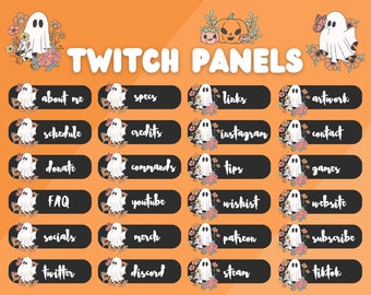 Cozy Halloween Twitch Panels, Panels For Your Stream, Cute Ghost Halloween Stream Panels