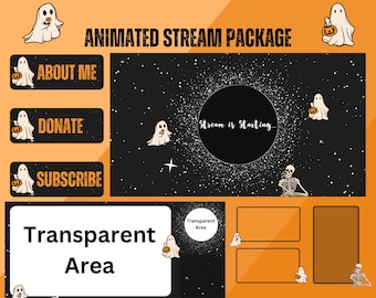 Halloween Stream Overlay Package for Twitch, Cute Stream Overlay, Animated Cozy Twitch Overlays