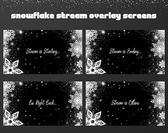 Animated Snowflake Stream Screens for Twitch, Starting Soon, Ending Soon, Be Right Back & Offline Scenes, Snow, Winter, Christmas, Holiday