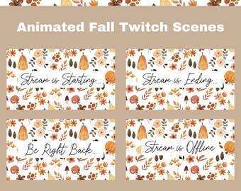 Cozy Animated Fall Stream Scenes for Twitch, Autumn Themed Screens, Starting Soon, Be Right Back, Stream Ending and Offline