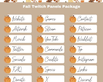 Cozy Fall Pumpkin Twitch Panels Package, Cute Watercolor Autumn Pumpkins Panel Pack, Panels For Your Stream