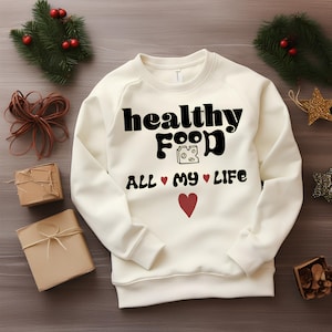 Alimentation saine toute ma vie SVG PNG, conception de sweatshirt manches bien-être, idées cadeaux soins personnels, SVG tendance, clipart mignon, pensée positive Svg