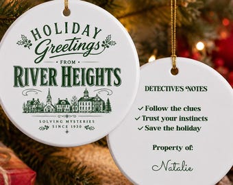 Personalized River Heights Holiday Ornament | Custom Detective Christmas Ornament | Book Lover Gift | Cozy Mystery Christmas Keepsake